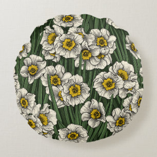 Daffodil garden round cushion