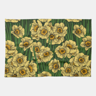 Daffodil garden tea towel