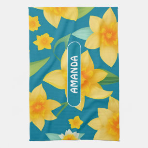 Daffodil Geometric Colourful Personalised Pattern Tea Towel