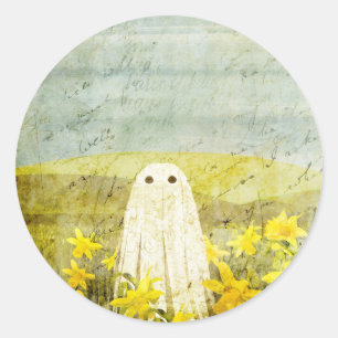 Daffodil Ghost Classic Round Sticker
