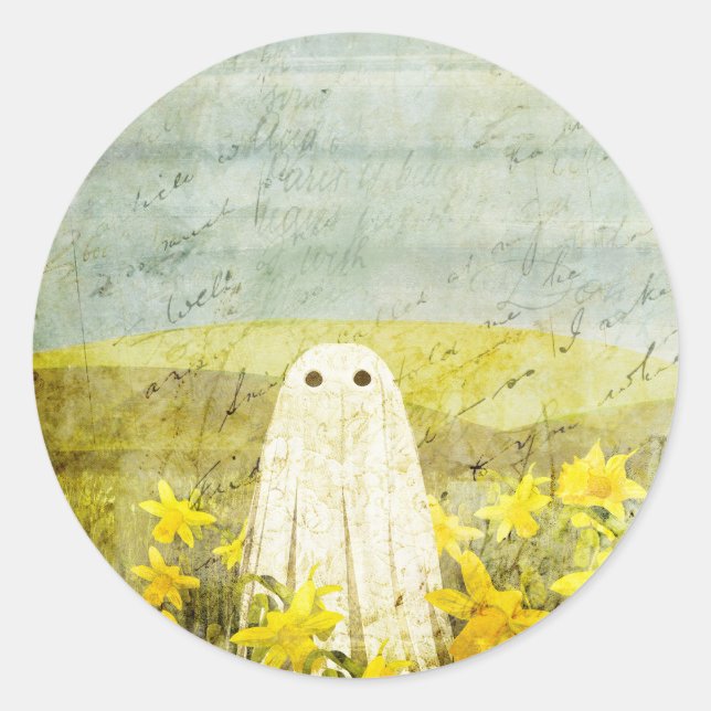 Daffodil Ghost Classic Round Sticker (Front)