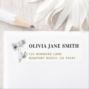 Daffodil Gold Elegant Art Drawing Floral Return Address Label