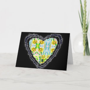 Daffodil Heart Pattern Valentine Love Romance Card