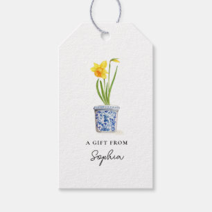 Daffodil in Blue and white pot  Gift Tags