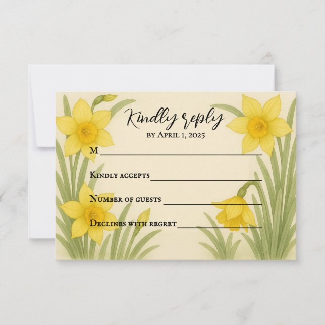 Daffodil Kiss RSVP Card (Front)