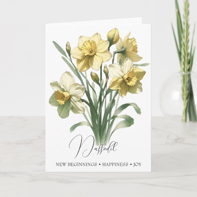 Daffodil March Birth Flower Birthday Card (Front)