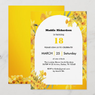 Daffodil March Birth Flower Birthday customisable Invitation