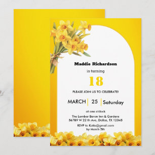  Daffodil March Birth Flower Birthday invitation