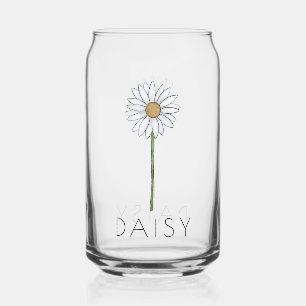 DAFFODIL March Birth Flower Custom Name Can Glass