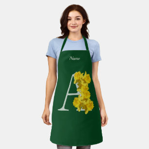 Daffodil Monogram Initial A Personalised Apron