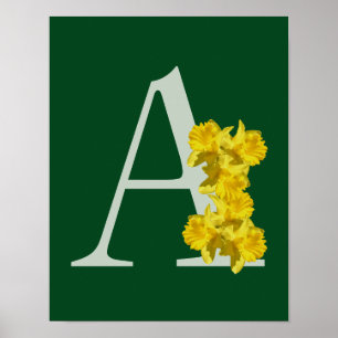 Daffodil Monogram Initial A Poster
