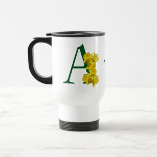 Daffodil Monogram Initial A Your Name  Travel Mug