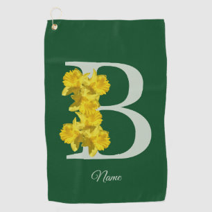 Daffodil Monogram Initial B Personalised Golf Towel