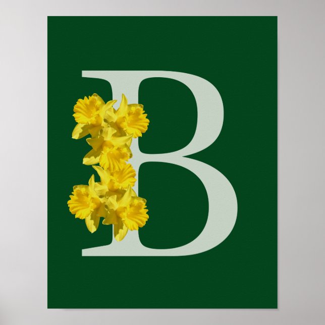 Daffodil Monogram Initial B Poster (Front)