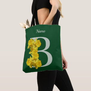 Daffodil Monogram Initial B Your Name Tote Bag