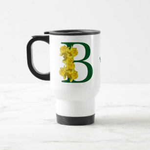 Daffodil Monogram Initial B Your Name  Travel Mug