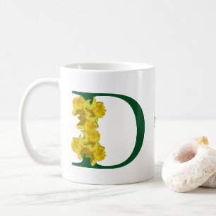Daffodil Monogram Initial D Personalised Coffee Mug