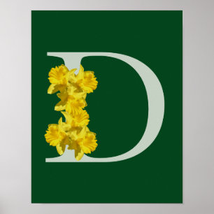 Daffodil Monogram Initial D  Poster