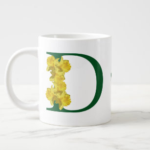 Daffodil Monogram Initial D Your Name   Large Coffee Mug