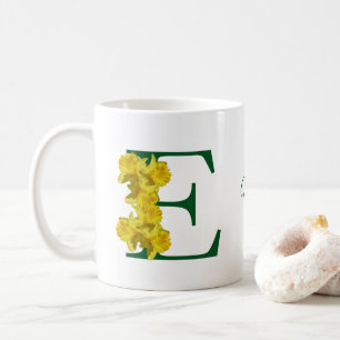 Daffodil Monogram Initial E Name Coffee Mug