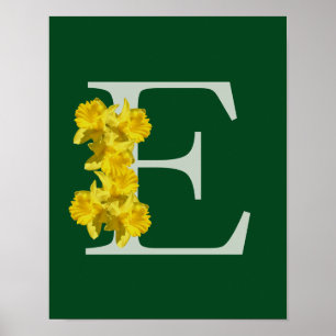 Daffodil Monogram Initial E Personalised Poster
