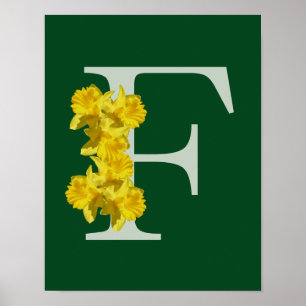 Daffodil Monogram Initial F Personalised Poster