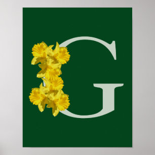 Daffodil Monogram Initial G Personalised Poster