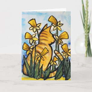 Daffodil Orange Cat Daffodils                   Card