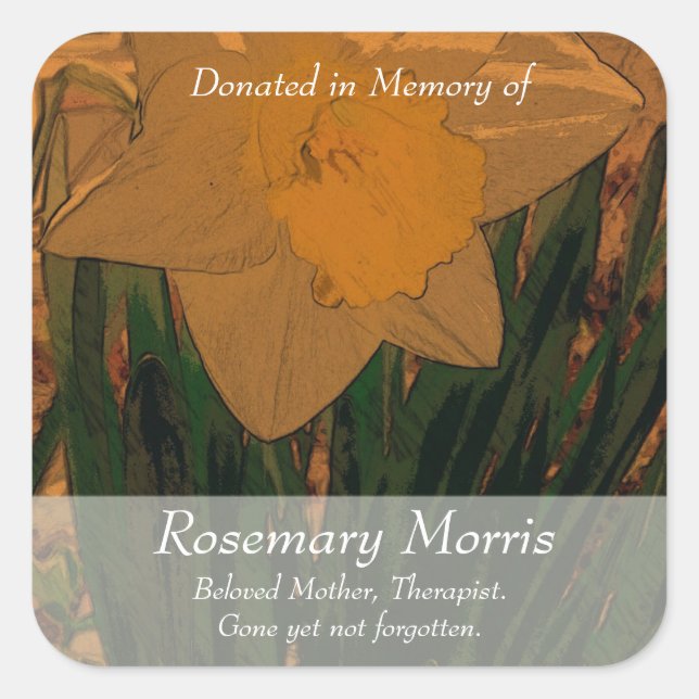 Daffodil painting ~ Donated in Memory of Square Sticker (Front)