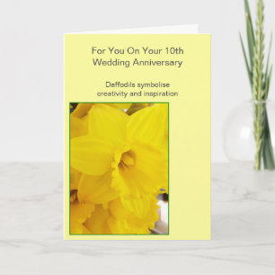 Daffodil Personalised 10th Wedding Anniversary Card