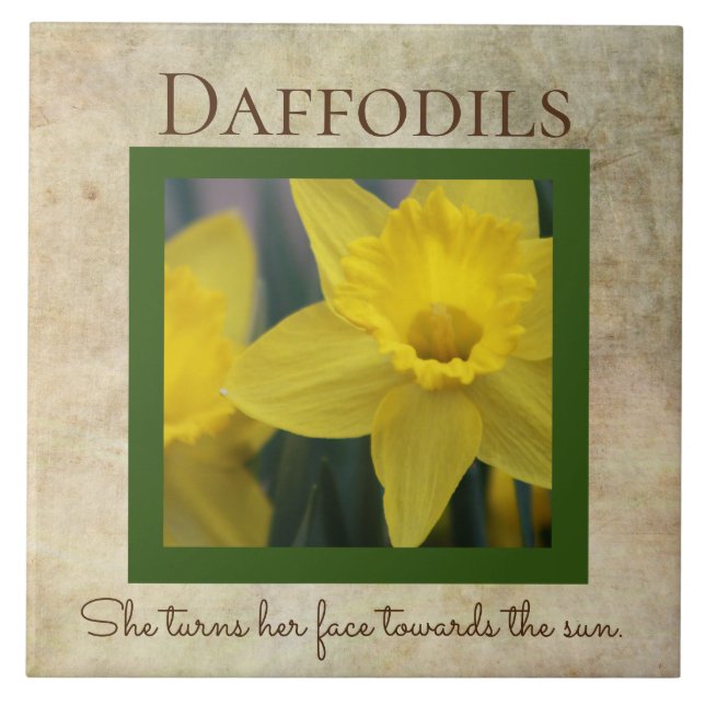 Daffodil Quote Spring Flower Ceramic Tile (Front)