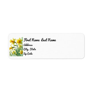 Daffodil Return Address Sticker, March Birthflower Label