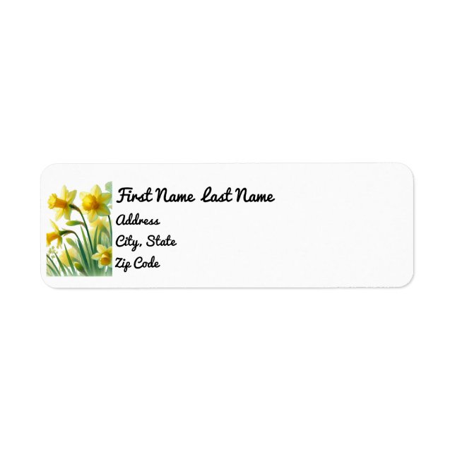Daffodil Return Address Sticker, March Birthflower Label (Front)