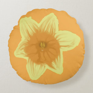 Daffodil Round Floral Pillow