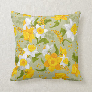 Daffodil Spring Chic Modern Floral Cushion