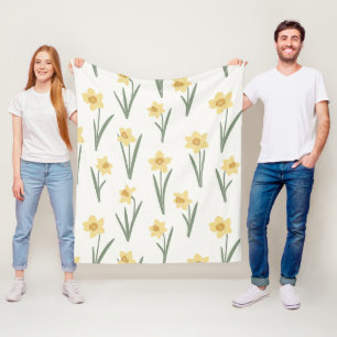 Daffodil Spring Floral in Soft Yellow and Green 1 Fleece Blanket