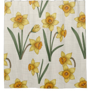 Daffodil Spring Floral in Soft Yellow and Green 5 Shower Curtain