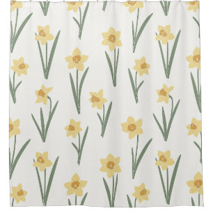 Daffodil Spring Floral in Soft Yellow and Green Shower Curtain
