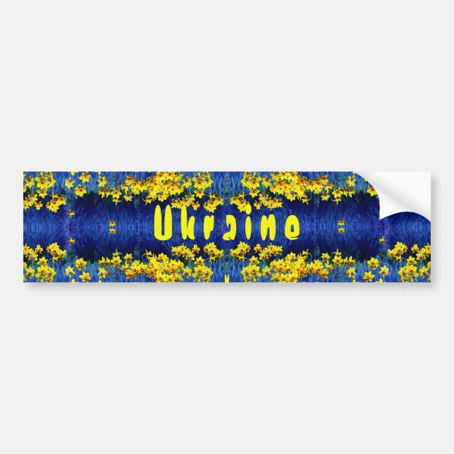 Daffodil Spring Ukraine Yellow Blue Bumper Sticker (Front)