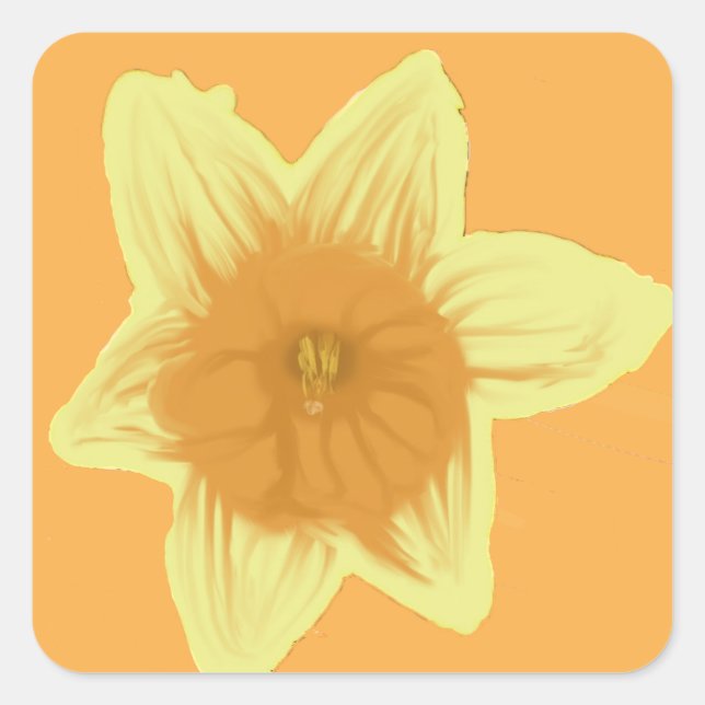 Daffodil Square Sticker Orange Yellow (Front)
