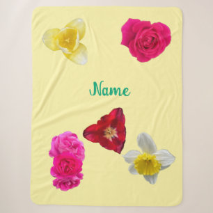 Daffodil,Tulips,and Roses Sherpa Blanket