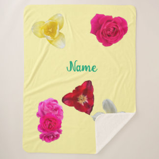 Daffodil,Tulips,and Roses Sherpa Blanket
