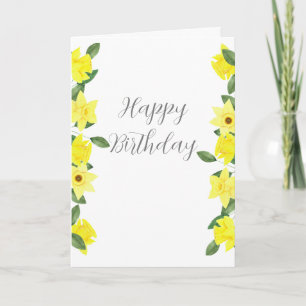 Daffodil Watercolor Birthday Card