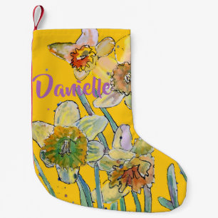 Daffodil Watercolor Flowers Floral Name Stocking