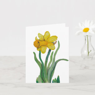 Daffodil watercolor greeting card blank