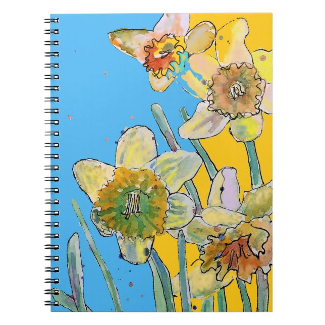 Daffodil Watercolor Journal Floral Notebook (Front)