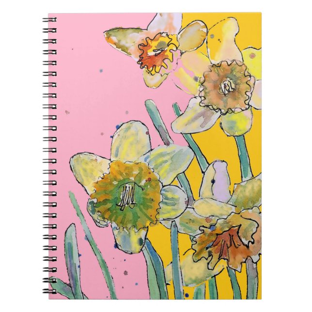 Daffodil Watercolor Journal Floral Notebook (Front)