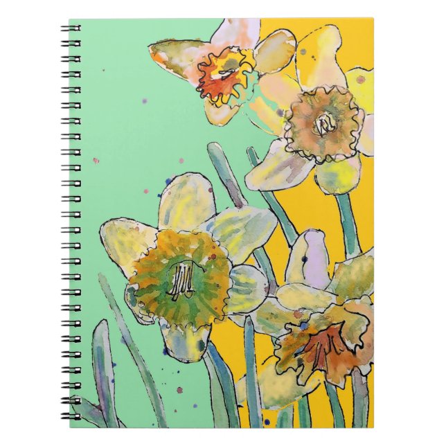 Daffodil Watercolor Journal Floral Notebook (Front)