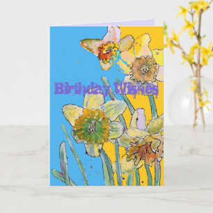 Daffodil Watercolor Yellow Spring Flower Art Card