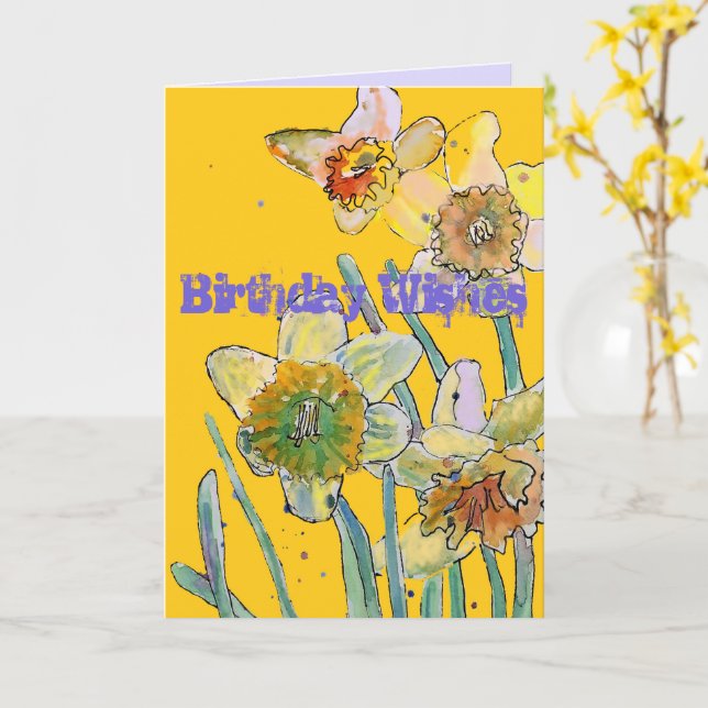 Daffodil Watercolor Yellow Spring Flower Art Card (Yellow Flower)